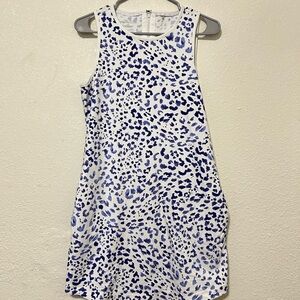 Tommy Bahama Island Zone Sleeveless Dress 1/4 Zip Blue/White‎ Animal Print XS